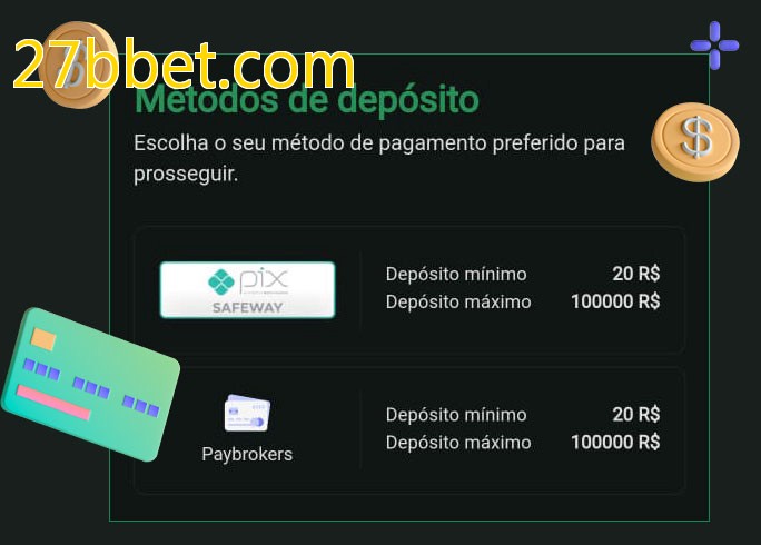 O cassino 27bbet.combet oferece uma grande variedade de métodos de pagamento